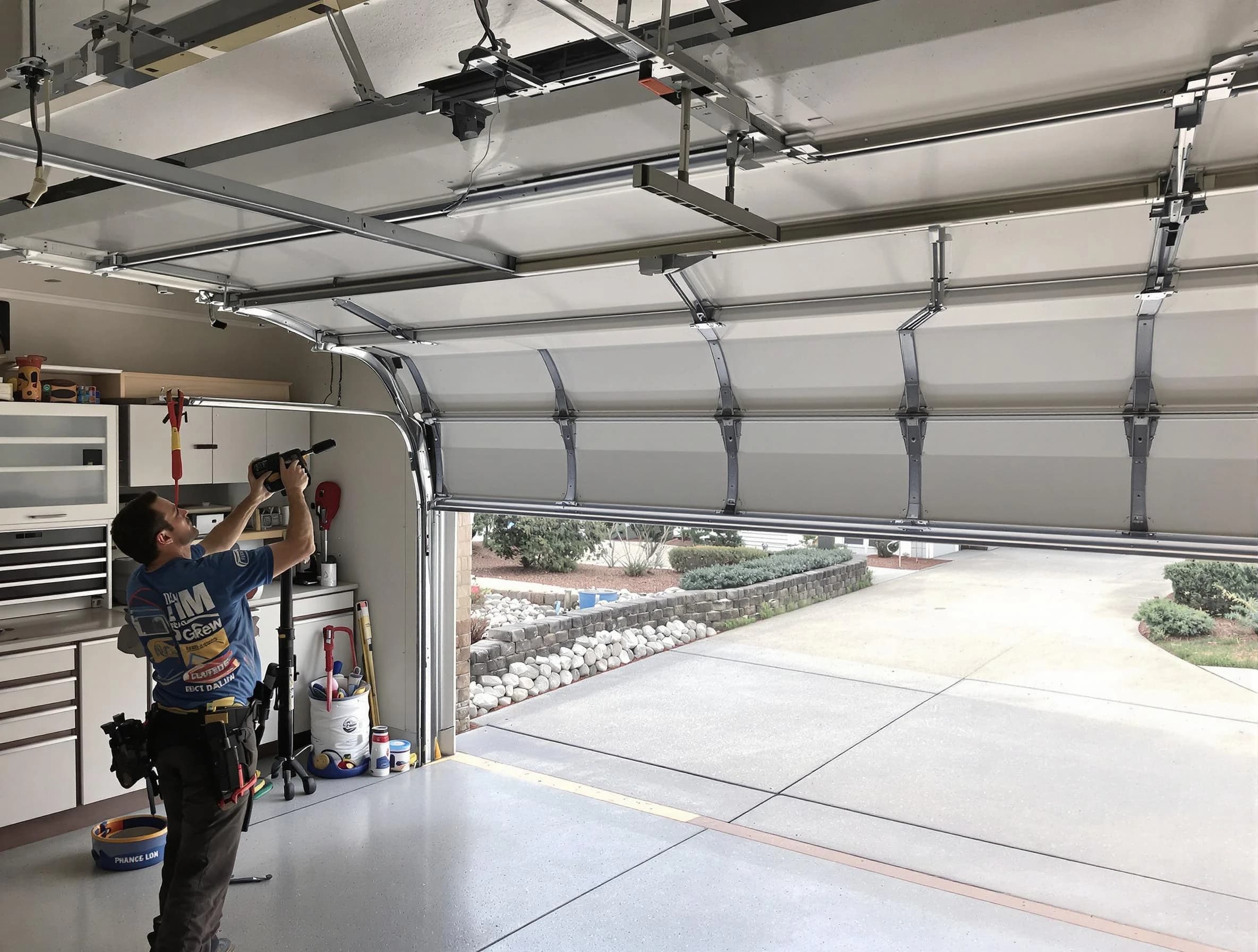 Garage door track repair service by Pinson Garage Door Repair in Pinson