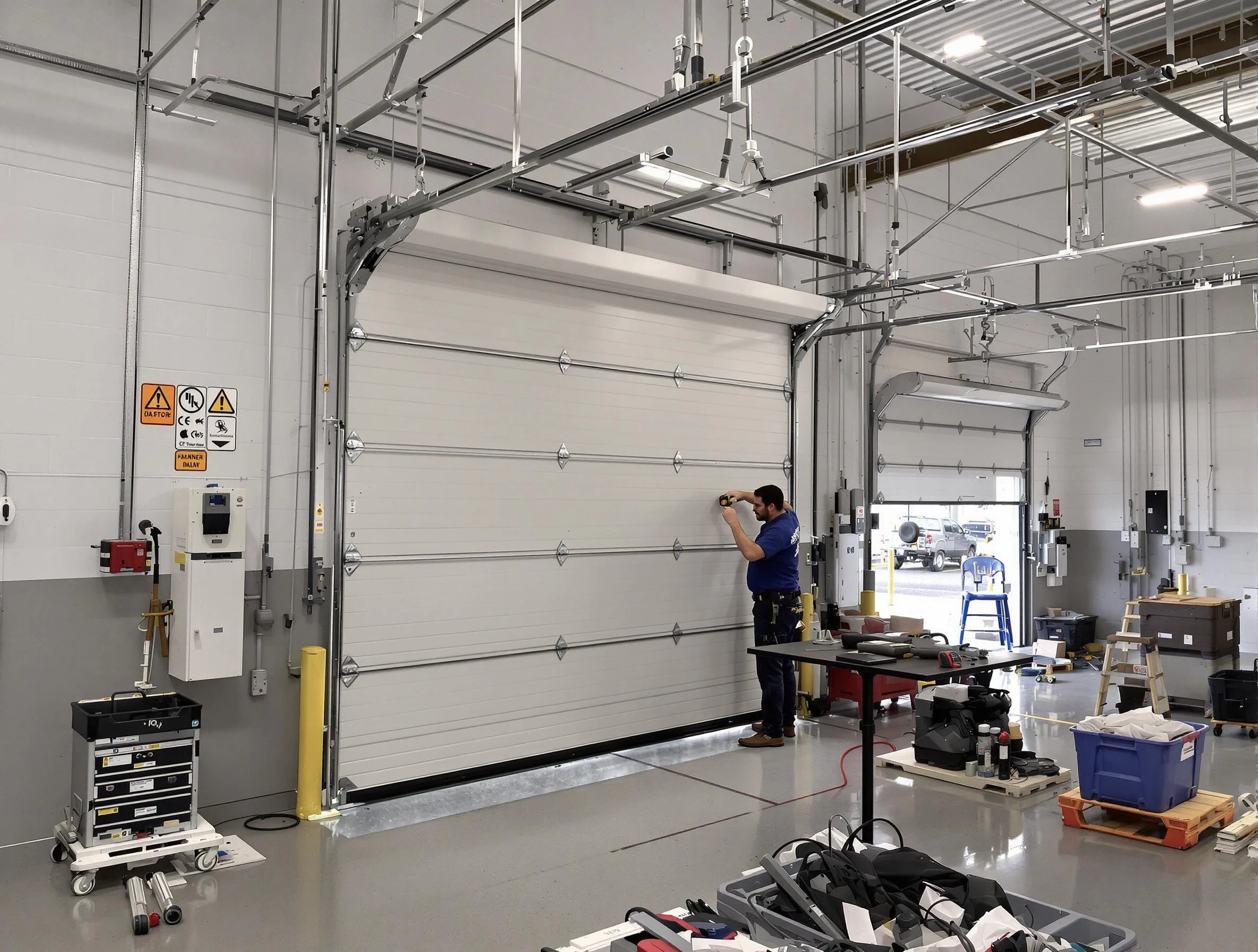 Commercial garage door repair being performed by Pinson Garage Door Repair expert in Pinson