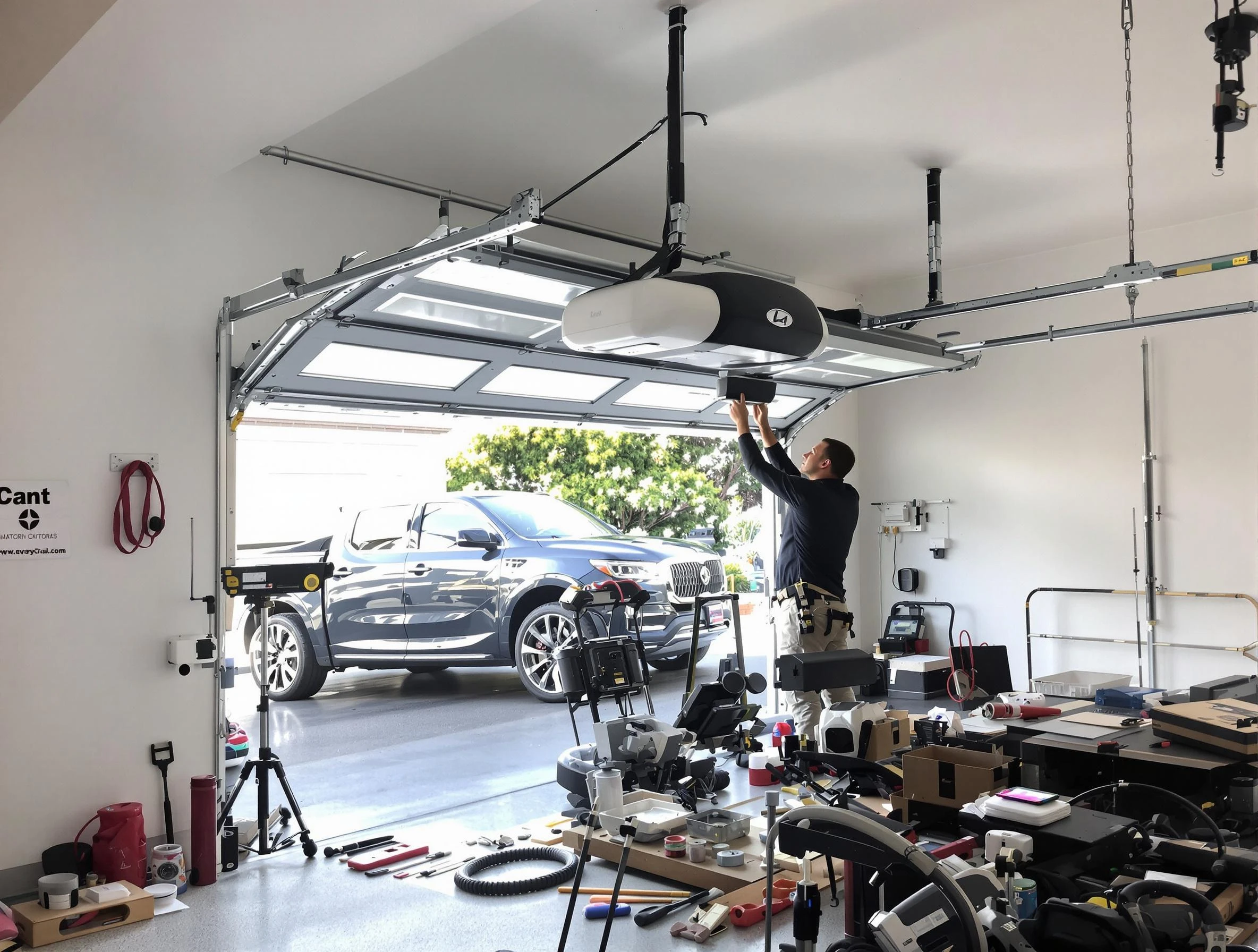 Pinson Garage Door Repair specialist installing smart garage door opener system in Pinson home