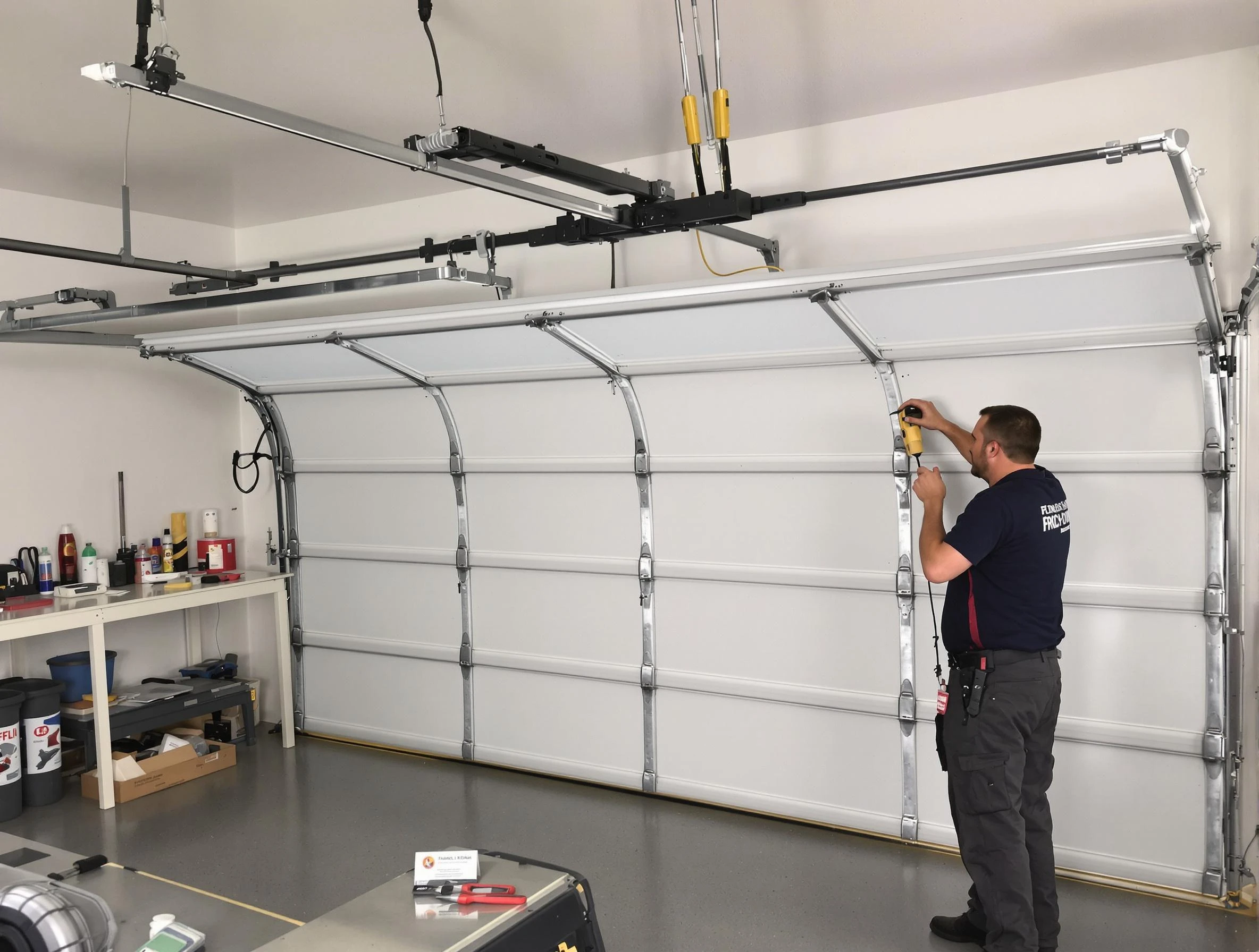 Pinson Garage Door Repair certified technician performing overhead door system repair in Pinson
